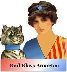 Cat and Woman in Flag Dress