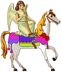 Angel rides Rainbow Bridge horse