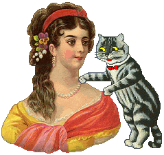 Victorian lady and cat