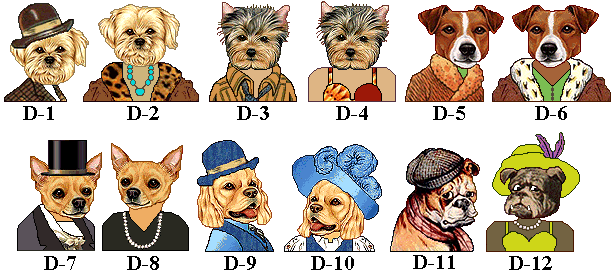 12 Dressed Dog graphics for custom web site sets
