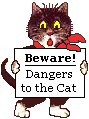 cat with Beware Sign