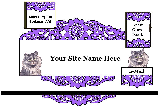 Gray cat - Victorian purple lace cat web set