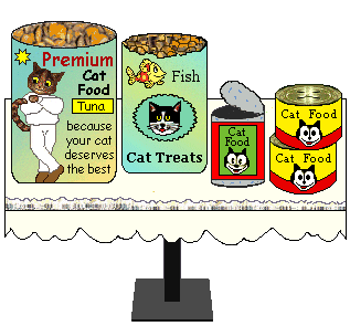 table with cat food