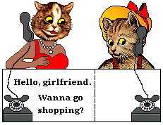 Cat calls friend to go shopping