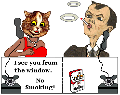 Cat calls neighbor to say no smoking
