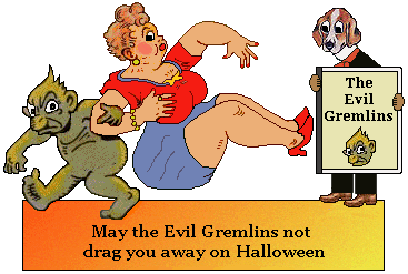 Halloween Evil Gremlin drags Lady away