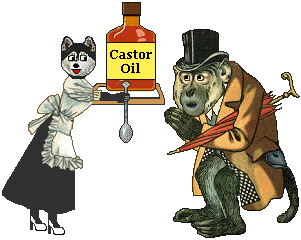 dog gives ape castor oil