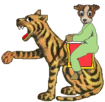 dog rides tiger
