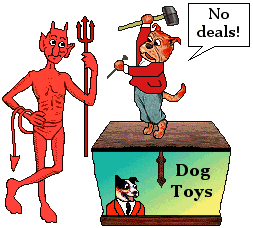 Devil offers dog toys