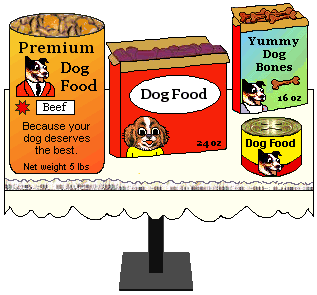 table with dog food