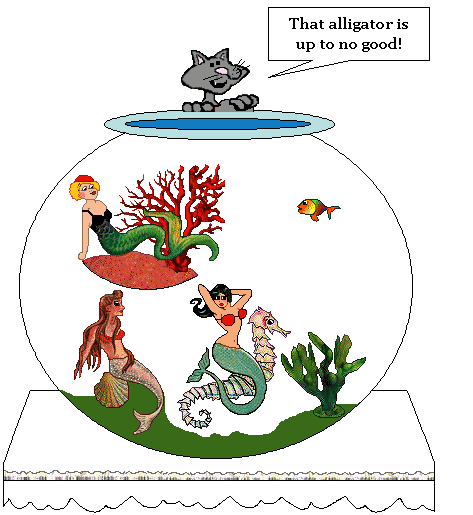 Mermaids in fish bowl