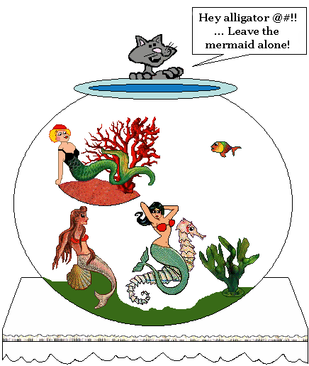 Mermaids in fish bowl