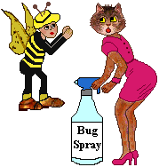 Foxy the cat, bug spray, bee