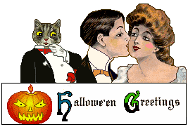 Halloween - Fatso the cat and couple