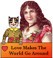 Valentine Greetings - Bruno the cat - victorian lady