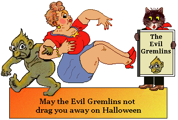 Halloween gremlin drags lady away