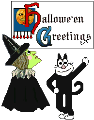 Halloween Greetings: cat - witch