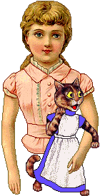 Victorian girl holds cat