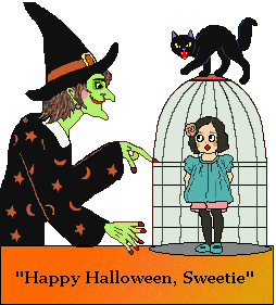 Witch-cat-child in cage